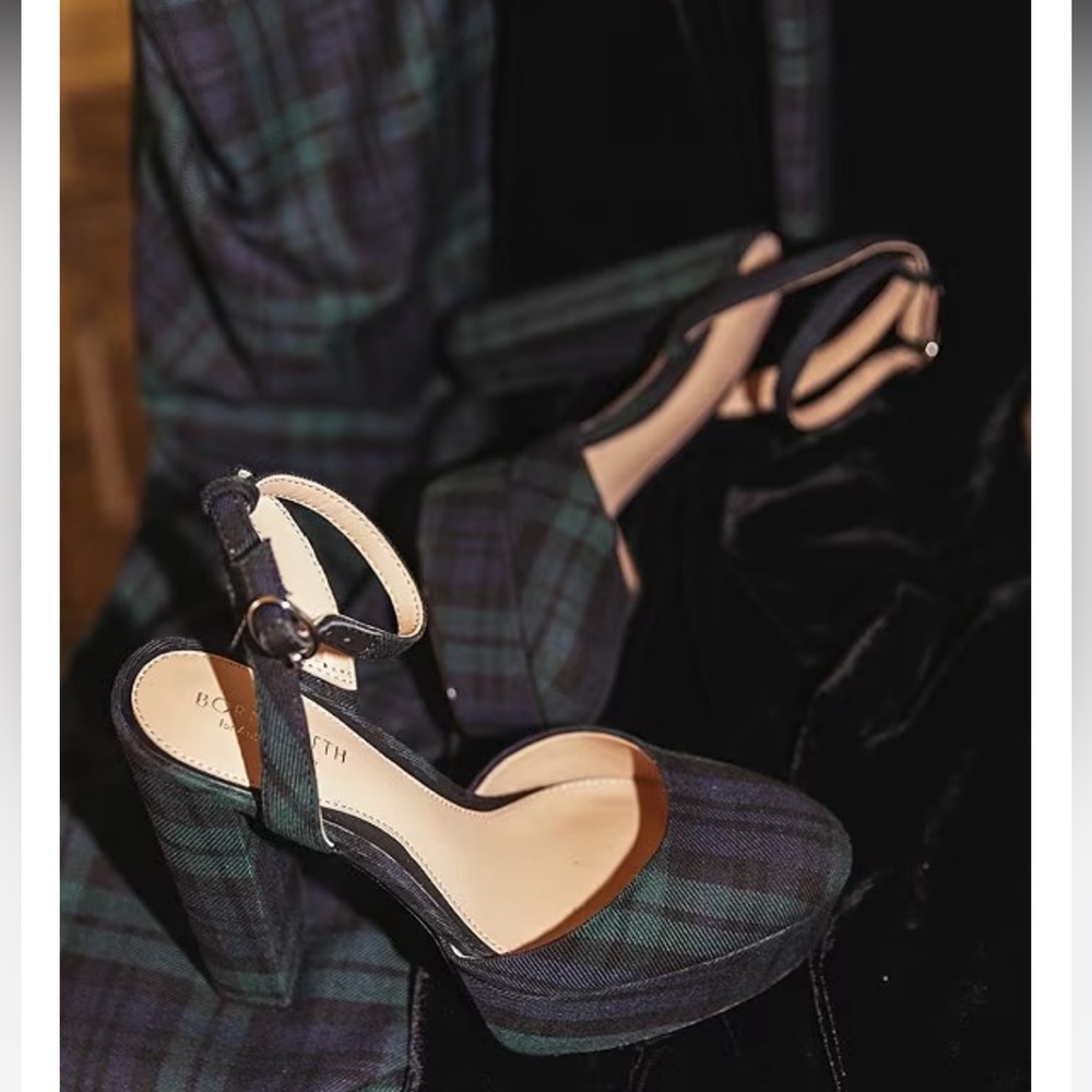 ANTONIO MELANI Dark Plaid Platform Sandals